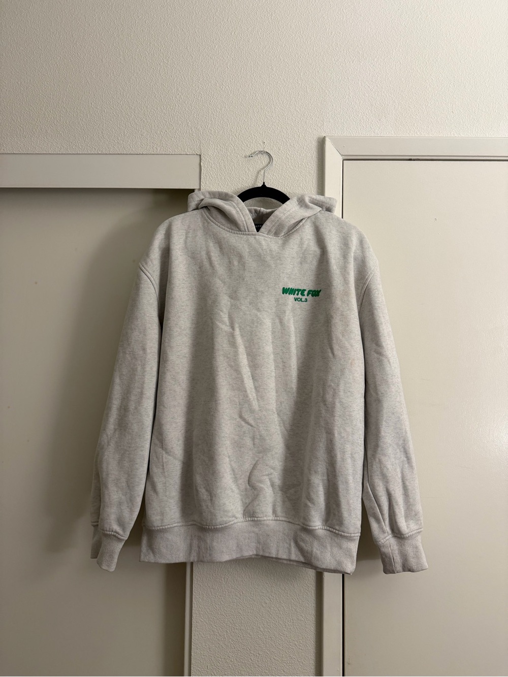 White Fox Boutique Light Gray Hoodie with Green Logo